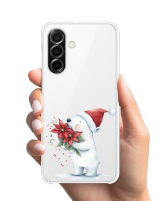 Etui do Samsung Galaxy A26 5G przeźroczyste, silikonowe Flexi, Przytulne święta, Miś świąteczny