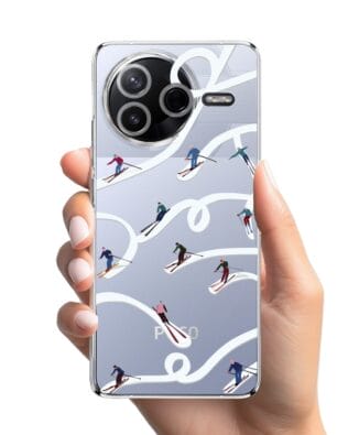 Etui do Xiaomi POCO F7 Pro przeźroczyste, silikonowe Flexi, Zimowa magia, Narciarskie wiraże