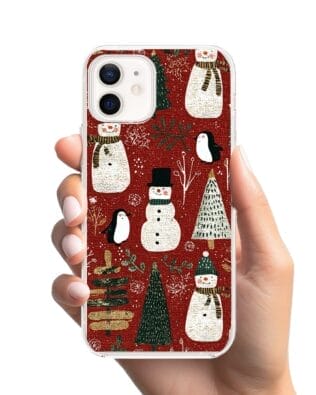 Etui do iPhone 12 Mini przeźroczyste, silikonowe Flexi, Przytulne święta, Rustykalna świąteczna kraina