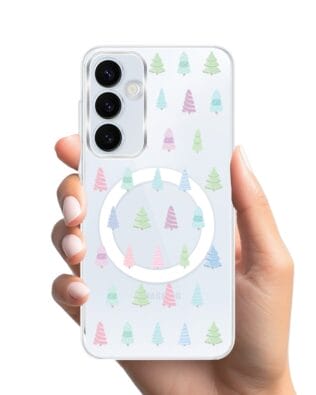 Etui do Samsung Galaxy A55 5G z MagSafe przeźroczyste, silikonowe Flexi, Pastelowe choinki