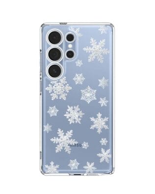 Etui do Samsung Galaxy S25 Ultra przeźroczyste, silikonowe Flexi, Zimowa magia, Delikatne płatki śniegu