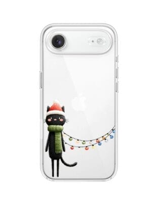 Etui do iPhone Air przeźroczyste, silikonowe Flexi, Przytulne święta, Kot przebrany za elfa