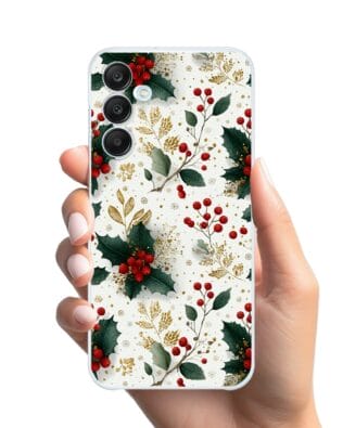 Etui do Samsung Galaxy M35 5G przeźroczyste, silikonowe Flexi, Przytulne święta, Ozdoby świąteczne