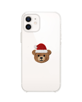 Etui do iPhone 12 przeźroczyste, silikonowe Flexi, Przytulne święta, Miś mikołajek