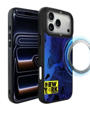 Etui do iPhone 17 Pro IBIZU DropGuard Matt z MagSafe, mapy świata, New York