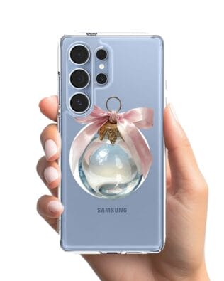 Etui do Samsung Galaxy S25 Ultra z MagSafe przeźroczyste, silikonowe Flexi, Przytulne święta, Kryształowa bombka