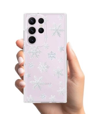 Etui do Samsung Galaxy S23 Ultra przeźroczyste, silikonowe Flexi, Zimowa magia, Delikatne płatki śniegu