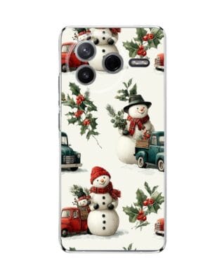 Etui do Xiaomi POCO F7 Pro przeźroczyste, silikonowe Flexi, Przytulne święta, Zimowe miasteczko