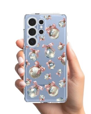 Etui do Samsung Galaxy S25 Ultra przeźroczyste, silikonowe Flexi, Przytulne święta, Pastelowe bombki
