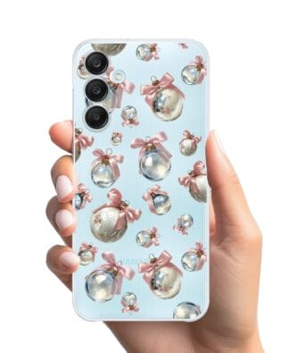 Etui do Samsung Galaxy M35 5G przeźroczyste, silikonowe Flexi, Przytulne święta, Pastelowe bombki