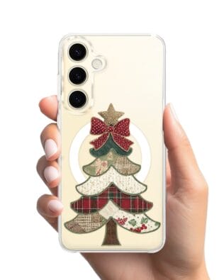 Etui do Samsung Galaxy S24 Plus z MagSafe przeźroczyste, silikonowe Flexi, Przytulne święta, Kraciasta choinka