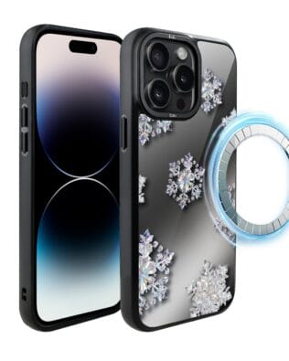 Etui do iPhone 14 Pro IBIZU DropGuard Matt z MagSafe, Zimowa magia, Królewskie płatki śniegu