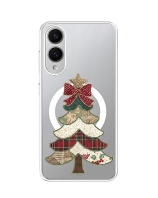 Etui do Samsung Galaxy S25 Edge z MagSafe przeźroczyste, silikonowe Flexi, Przytulne święta, Kraciasta choinka