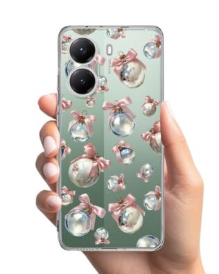 Etui do Xiaomi POCO X7 Pro przeźroczyste, silikonowe Flexi, Przytulne święta, Pastelowe bombki