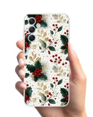 Etui do Samsung Galaxy A34 5G przeźroczyste, silikonowe Flexi, Przytulne święta, Ozdoby świąteczne