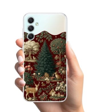 Etui do Samsung Galaxy A34 5G przeźroczyste, silikonowe Flexi, Zimowa magia, świąteczny las