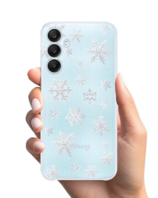 Etui do Samsung Galaxy M35 5G przeźroczyste, silikonowe Flexi, Zimowa magia, Delikatne płatki śniegu