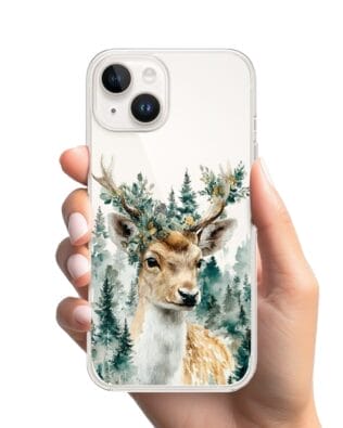 Etui do iPhone 14 Plus przeźroczyste, silikonowe Flexi, Przytulne święta, Leśny jelonek