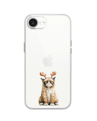 Etui do iPhone 16e przeźroczyste, silikonowe Flexi, Przytulne święta, Kot który nie chciał być reniferem