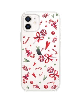 Etui do iPhone 12 przeźroczyste, silikonowe Flexi, Cukierki świąteczne