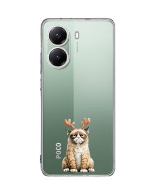 Etui do Xiaomi POCO X7 Pro przeźroczyste, silikonowe Flexi, Przytulne święta, Kot który nie chciał być reniferem