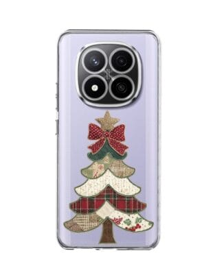 Etui do Xiaomi Redmi Note 14 Pro 4G przeźroczyste, silikonowe Flexi, Przytulne święta, Kraciasta choinka