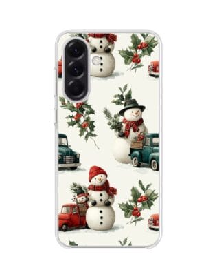 Etui do Samsung Galaxy A56 5G z MagSafe przeźroczyste, silikonowe Flexi, Przytulne święta, Zimowe miasteczko