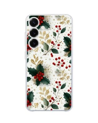 Etui do Samsung Galaxy S25 przeźroczyste, silikonowe Flexi, Przytulne święta, Ozdoby świąteczne