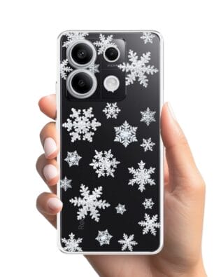 Etui do Xiaomi Redmi Note 13 Pro 5G przeźroczyste, silikonowe Flexi, Zimowa magia, Delikatne płatki śniegu