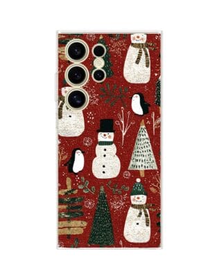 Etui do Samsung Galaxy S24 Ultra przeźroczyste, silikonowe Flexi, Przytulne święta, Rustykalna świąteczna kraina