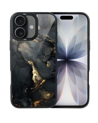 Etui do iPhone 17 IBIZU DropGuard Matt z MagSafe, Ethereal Essence, Czarny diament ze złotem