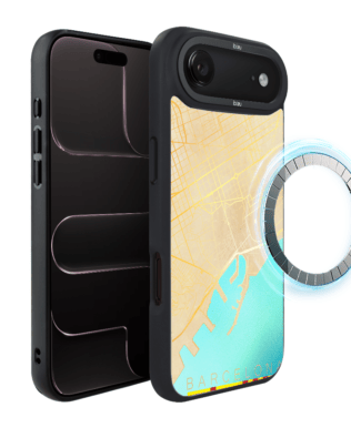 Etui do iPhone Air IBIZU DropGuard Matt z MagSafe, mapy świata, Barcelona