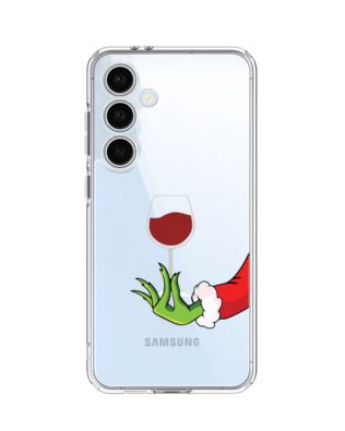 Etui do Samsung Galaxy S24 FE przeźroczyste, silikonowe Flexi, Zielony psotnik z lampką wina