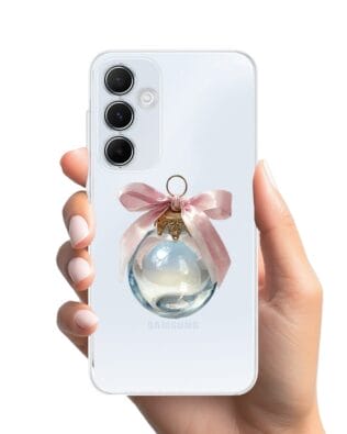 Etui do Samsung Galaxy A55 5G przeźroczyste, silikonowe Flexi, Przytulne święta, Kryształowa bombka