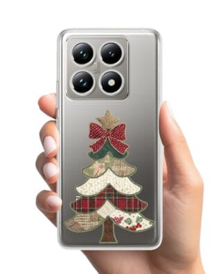 Etui do Xiaomi 14T przeźroczyste, silikonowe Flexi, Przytulne święta, Kraciasta choinka