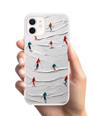 Etui do iPhone 12 Mini z MagSafe przeźroczyste, silikonowe Flexi, Zimowa magia, Narciarski obraz