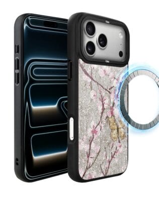 Etui do iPhone 17 Pro IBIZU DropGuard Matt z MagSafe, Modern Classics, Mozaika kwitnącej wiśni