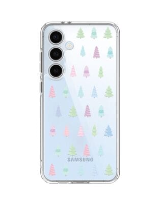 Etui do Samsung Galaxy S24 FE przeźroczyste, silikonowe Flexi, Pastelowe choinki