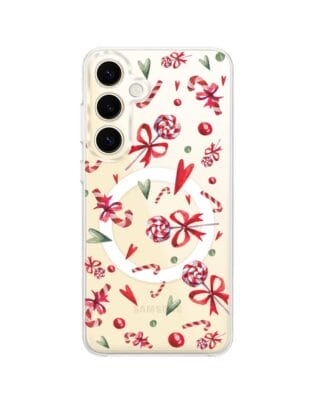 Etui do Samsung Galaxy S24 Plus z MagSafe przeźroczyste, silikonowe Flexi, Cukierki świąteczne