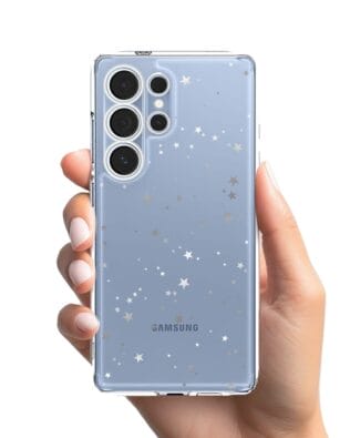 Etui do Samsung Galaxy S25 Ultra przeźroczyste, silikonowe Flexi, Zimowa magia, Szampańskie gwiazdki