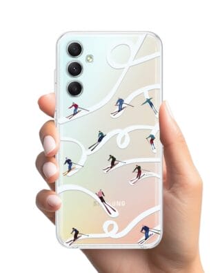 Etui do Samsung Galaxy A34 5G przeźroczyste, silikonowe Flexi, Zimowa magia, Narciarskie wiraże