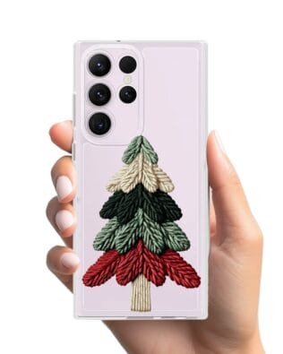 Etui do Samsung Galaxy S23 Ultra przeźroczyste, silikonowe Flexi, Przytulne święta, Dziana choinka