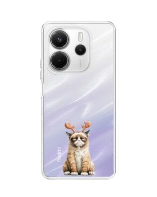 Etui do Xiaomi Redmi Note 14 4G przeźroczyste, silikonowe Flexi, Przytulne święta, Kot który nie chciał być reniferem