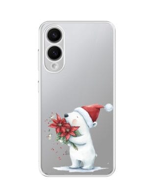 Etui do Samsung Galaxy S25 Edge przeźroczyste, silikonowe Flexi, Przytulne święta, Miś świąteczny