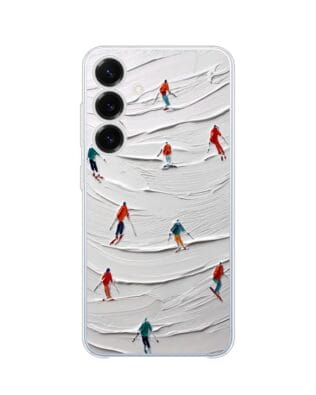 Etui do Samsung Galaxy S25 przeźroczyste, silikonowe Flexi, Zimowa magia, Narciarski obraz