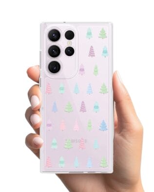 Etui do Samsung Galaxy S23 Ultra przeźroczyste, silikonowe Flexi, Pastelowe choinki