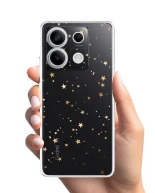 Etui do Xiaomi Redmi Note 13 Pro 5G przeźroczyste, silikonowe Flexi, Zimowa magia, Złote gwiazdki