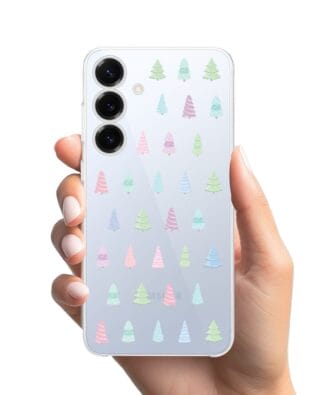 Etui do Samsung Galaxy S25 przeźroczyste, silikonowe Flexi, Pastelowe choinki