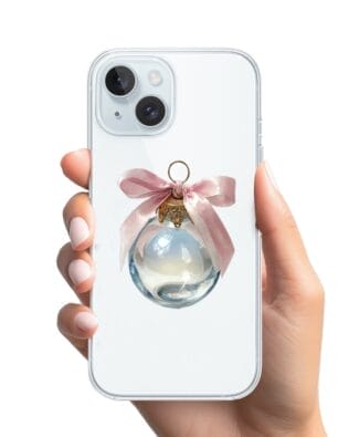 Etui do iPhone 15 przeźroczyste, silikonowe Flexi, Przytulne święta, Kryształowa bombka