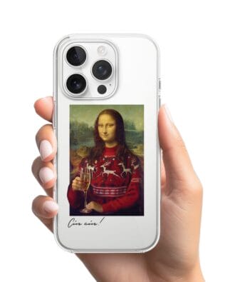 Etui do iPhone 13 Pro przeźroczyste, silikonowe Flexi, Mona Lisa z szampanem